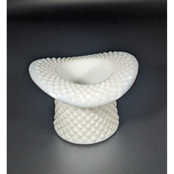 Accents Vintage White English Hobnail Milk Glass Top Hat Toothpick